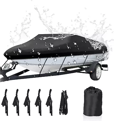 NEVERLAND Trailerable Boat Cover Waterproof Heavy Duty Marine Grade Polyester V • $90.99