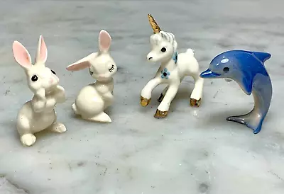 Vintage HAGEN RENAKER Miniature Rabbits Whale Baby Unicorn Figurines Lot 4 • $36