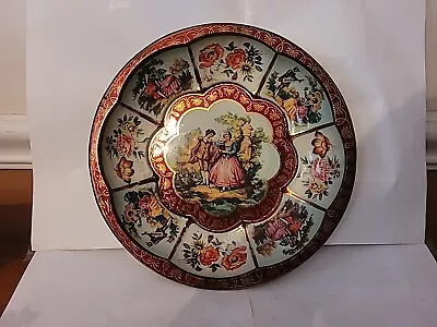 Daher Decorated Ware Vintage 1971 Made In England Tin Bowl 10” Flowers Man Woman • $7