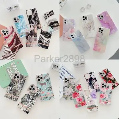 $16.49 • Buy For IPhone 14 13 12 11 Pro Max Plus Marble Floral Pattern Square TPU Case Cover