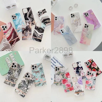 $16.49 • Buy For IPhone 14 13 12 11 Pro Max Plus Marble Floral Pattern Square TPU Case Cover