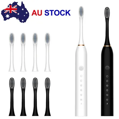 Electric Toothbrush Sonic Rechargeable 6 Modes Unisex Adults Brush 4 Heads USB • $14.99