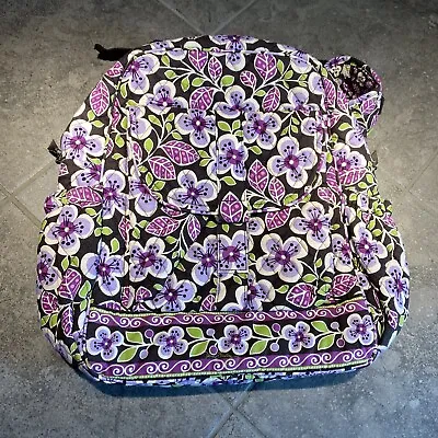 Vera Bradley Plum Petals Floral Purple Flower Quilted Backpack Book Bag Pockets • $32