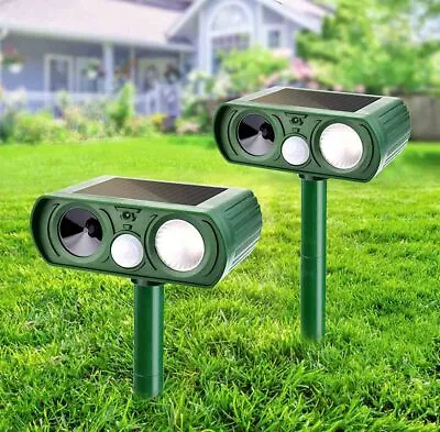 Animal Repellent Solar Ultrasonic Animal Repellent Motion Sensor Flashing Light • $14.98