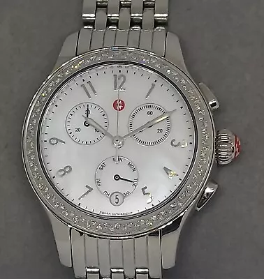 MICHELLE Jetway HP05876SS Chronograph Diamond Accent MOP Dial Swiss Watch 35mm • $649