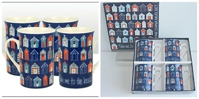 4 Fine China Beach Hut Mugs In A Presentation Gift Box  • £17.50