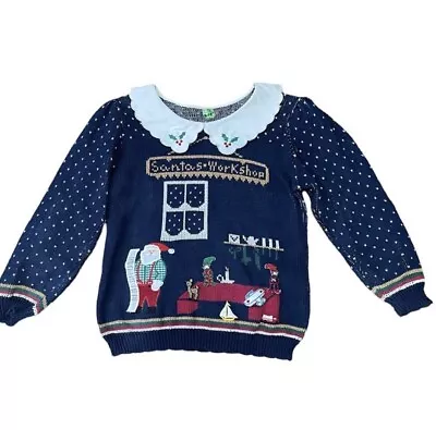 VINTAGE 80’s Sweater Loft Knitted And Embroidered Navy Christmas Sweater • $75