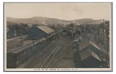 RPPC O&W Railroad Yards Train Depot NORWICH NY New York Real Photo Postcard • $29.99
