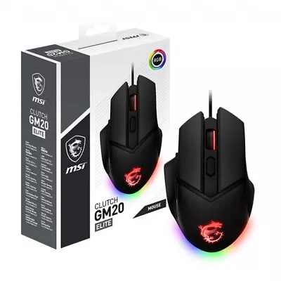 MSI Clutch GM20 Elite RGB Gaming Mouse RGB Mystic Light Adjustable Weight 640... • $63.18