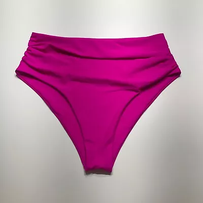 Zaful Bikini Bottoms Womens Size M/6 Hot Pink Swimwear High Waisted Quick Dry • $12.99