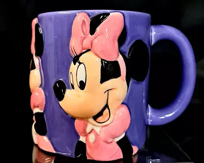 Disney Minnie Mouse Mug Coffee Tea Purple Minnie's Several 3D Facial Expressions • $17.07