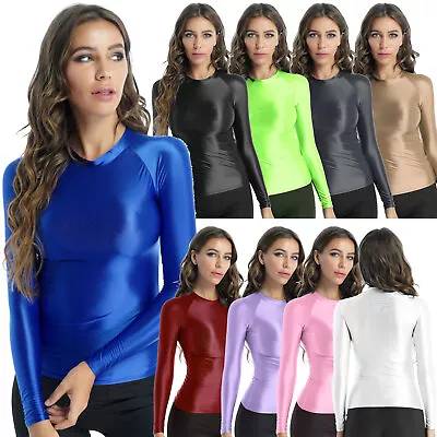 Women Crop Top Lace-Up Halter Long Sleeve T-shirt O Neck Vest Breathable Tops • £19.19