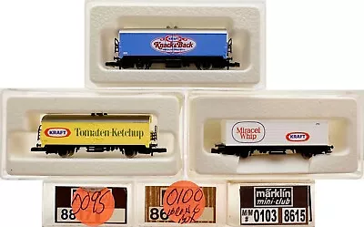 Marklin Z Scale M/M 0095 0100 & 0103 3 COLLECTOR FREIGHT Cars  Marklin Boxs  C8 • $69.95