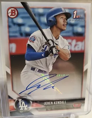 JEREN KENDALL 2018 Bowman 1st RC #PA-JK 1ST Autograph AUTO Dodgers Card LAD OF • $10