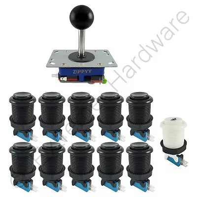 £18.99 • Buy 1 Player Arcade Control Kit 1 Ball Top Joystick 11 Buttons Black JAMMA MAME Pi