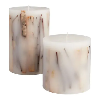 $12.63 • Buy Birch Wood Botanical Inclusion Pillar Candle