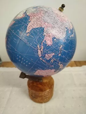 UG Globe World Earth Map W/Wood Base Made In India • $15