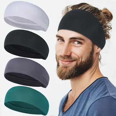 Men Headband Sweat Band Wide Headbands For Running Cycling Tennis Gym Training • $5.99