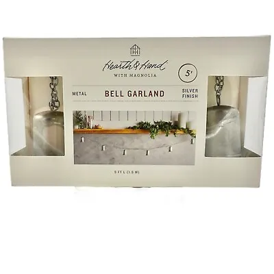 Hearth & Hand With Magnolia Bell Garland 5 FT Metal Silver Finish NIB • $12