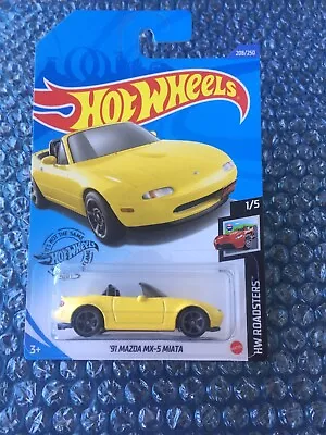 Hot Wheels - 91 Mazda MX-5 Miata - Yellow - LC - (HW Roadsters 2021) • $14.99