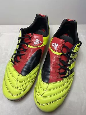 Adidas Predator Soccer Shoes Men's Sz 9.5 Yellow / Black / Red & Shin Guards • $35.41