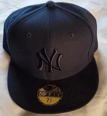 New Era New York Yankees 59Fifty Fitted 7 3/4 Blue On Blue Oceanside • $29.99