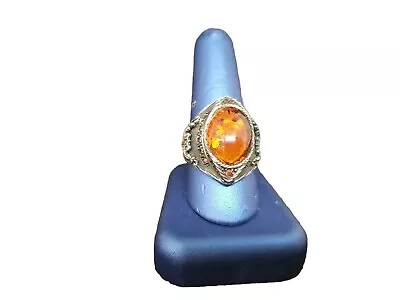 Oval Cut Yellow/Orange Citrine Mens Ring Sterling Silver 925 Antique Finish New • $249.99