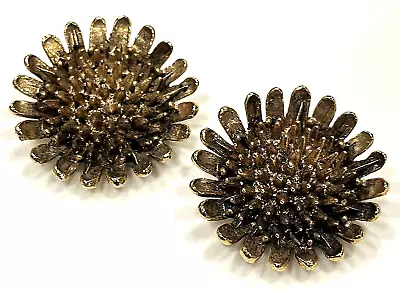 Musi Gold Shoe Clips Floral Brutalist Vintage Sunflower Mcm Clip On 1.5  Euc • $49.99