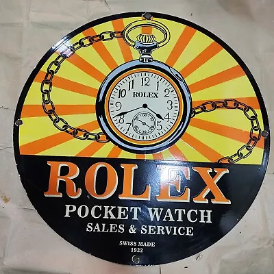 Rolex Sales Serviceporcelain Enamel Sign 42 Inches Round • $262.50