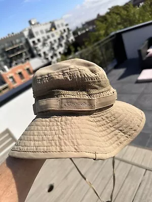 Eddie Bauer Mesh Nylon Bucket Adjustable Hat Cap Fisherman Camping Tan Brown • $22