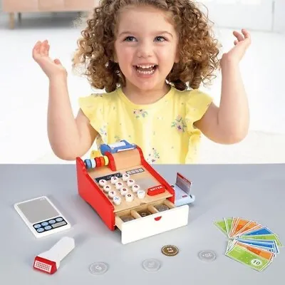 £19.95 • Buy SOKA Wooden Cash Register | Children’s Shop Grocery Checkout Till Toy | Cashier