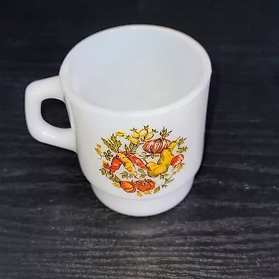 Vintage Anchor Hocking FIRE KING Coffee Cup Mug - Harvest Bounty Vegetables • $9