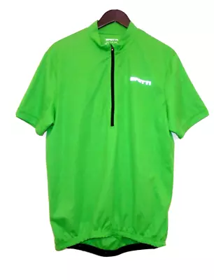 Spotti Cycling Jersey XXL Mens Short Sleeve 1/2 Zip Green 3-Pocket Bike Shirt • $14.99