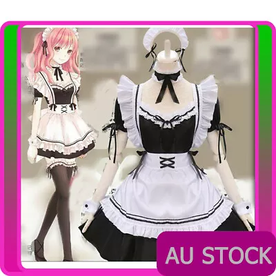 Ladies Cute Lolita French Maid Costume Girls Womens Anime Cosplay Party Dress • $35.14