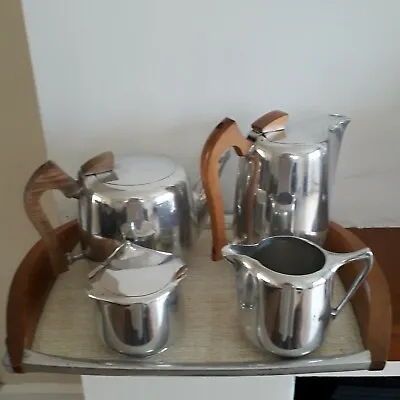 Vintage Mid-Century Picquot Ware 5 Piece Tea/Coffee Pot Set • £55