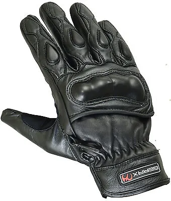 Short Protective Carbon Shell Leather Motorbike Motorcycle Gloves Reflective  • £13