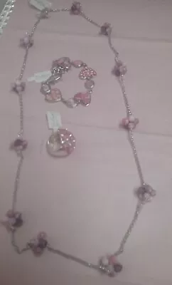 Lot Of 3 Viva Beads Jewelry Necklace Bracelet & Ring Color Pink & Light Purple • $7