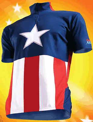CAPTAIN AMERICA BIKE SHIRT Marvel Comics Pure Hero Cycling Jersey S M L • $58.11