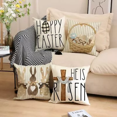 Bunny Pattern Easter Pillowcase Rabbit Cushion Cover  Home Decoration • £4.68