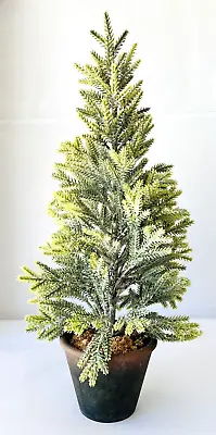 24  Green Plastic Christmas Tree On Ceramic Pot Base Mini Fir Tree Holiday Decor • $28.90