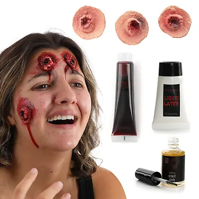 Bullet Wounds Latex Scars Zombie Wound Gory Blood Spirit Gum Halloween Scars • £9.99