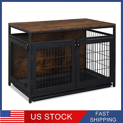 Dog Crate End Table Large Puppy Pet Kennel House Indoor Wooden Furniture Cage Ee • $139.99