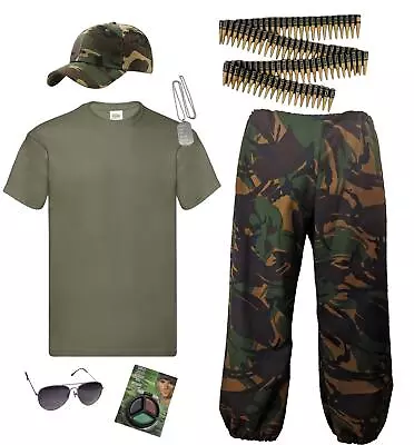 Adults Camouflage Army Man Military Soldier Stag Party Fancy Dress Costume • £29.95