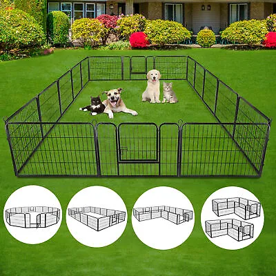 16 Panels Heavy-Duty Metal Dog Cage Crate Pet Dog Playpen Kennel Exercise Fence • $111.58