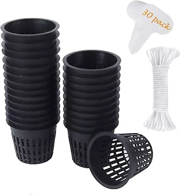 ORIMERC 30 Pack 3 Inch Net Cup Pots With Hydroponic Self Watering Wick & Plant L • $15.37
