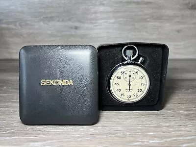 Vintage SEKONDA Stopwatch 16 Jewels Mechanical Silver Tone Made In USSR Working • £34.99