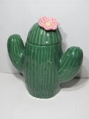 Treasure Craft Blooming Cactus Saguaro Cookie Jar With Maker Name Inside Lid USA • $49.95