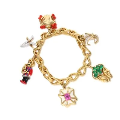 Verdura 2.05 Carat H-SI1 Diamond 18k Yellow Gold Charm Bracelet • $48823.53