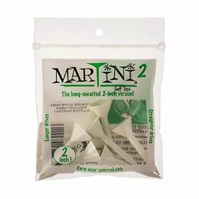 Martini 2 Golf Tees - 2 Inch - Virtually Unbreakable - White • $8.98