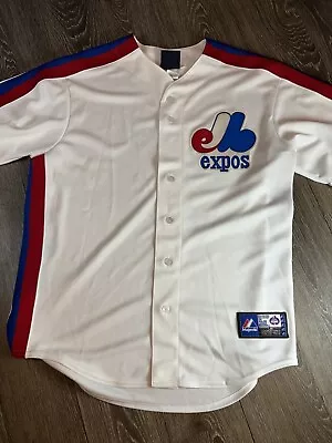 Majestic Montreal Expos Cooperstown Throwback Home White Sewn Jersey Mens Large • $60